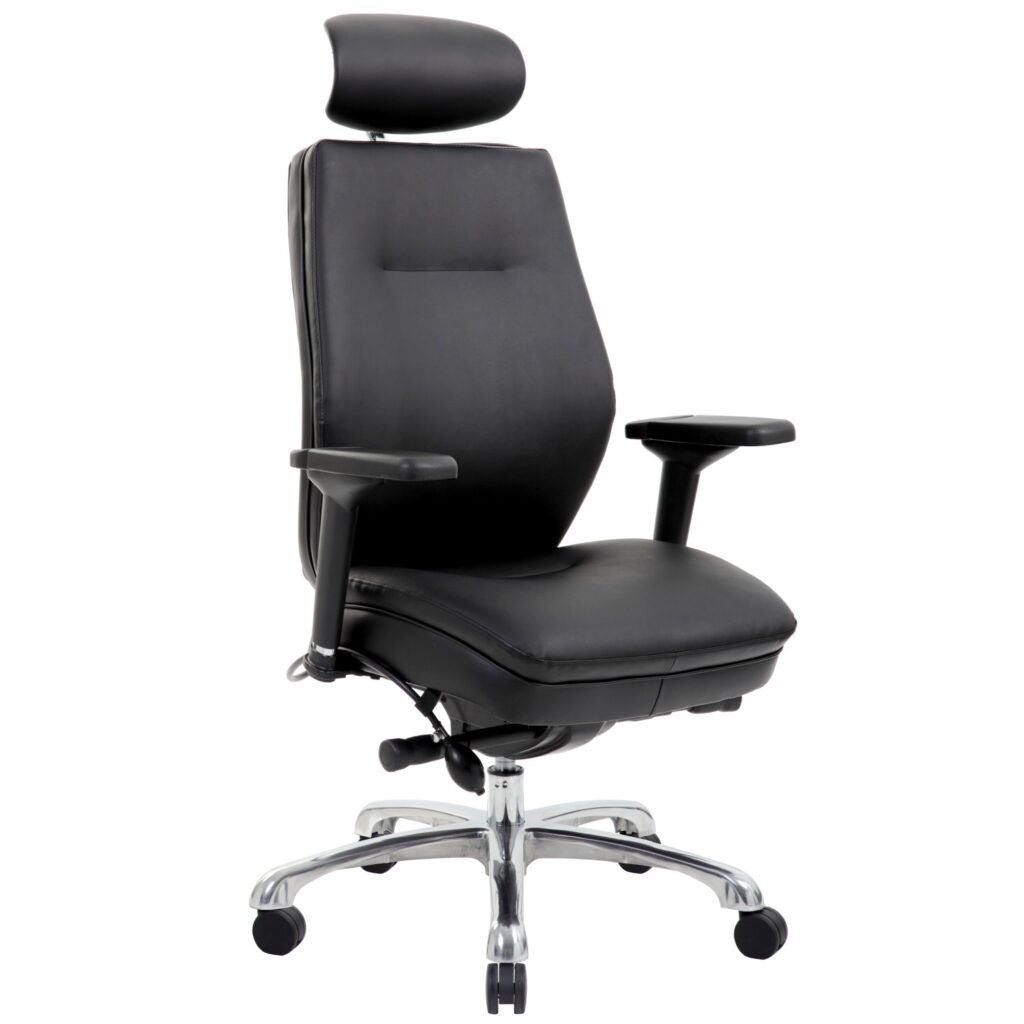 Domino High Back Black Ergonomic Posture Chair with Arms and Headrest