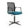 Infinity Mesh Chair in black with teal upholstered seat, featuring a breathable mesh back and a 4-star glide base.