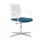 Infinity Mesh Chair with white polypropylene shell, mesh back, turquoise seat pad, and a four-star base with glides.