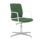Infinity Chair with white polypropylene shell, integrated arms, green upholstery, and four-star chrome glides.