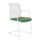 Infinity Mesh Meeting Chair with green upholstered seat on white cantilever frame, featuring a mesh back design.