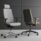 Match Task Chair in gray fabric with height-adjustable back and headrest, featuring a black frame and chrome base.