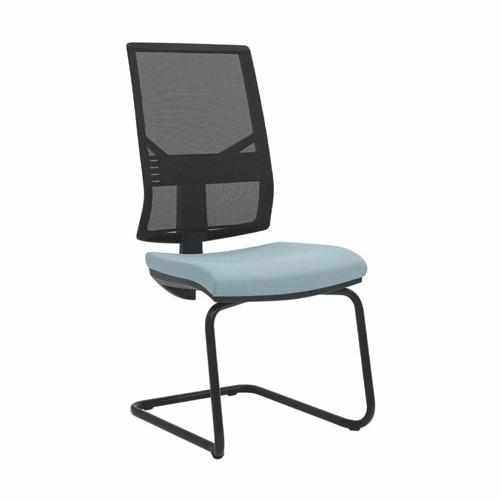 Mix Cantilever Chair Black with a breathable mesh back, ergonomic lumbar support, and sleek cantilever design.