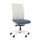 Mix Task Chair White with breathable mesh back, lumbar support, and blue seat, featuring a white frame and five rolling casters.