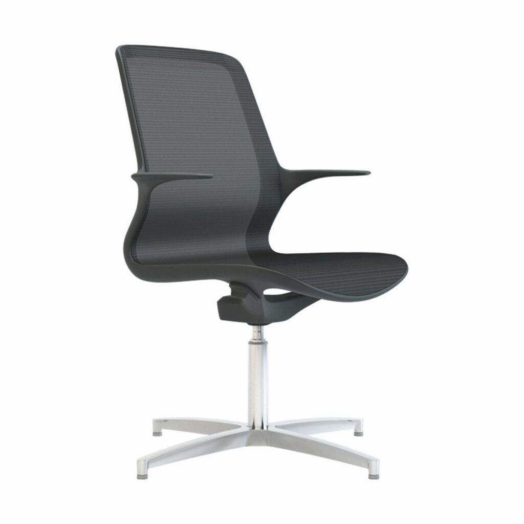 Tempo Black Mesh Chair with a sculpted shell, breathable mesh back, tilt mechanism, and a robust 4-star base.