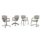 KEY Meet Half Back chairs in grey upholstery with various frames: four-legged, cantilever, and mobile designs.