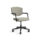 KEY Meet Half Back chair in light grey upholstery with black armrests and a five-star base on wheels for easy mobility.