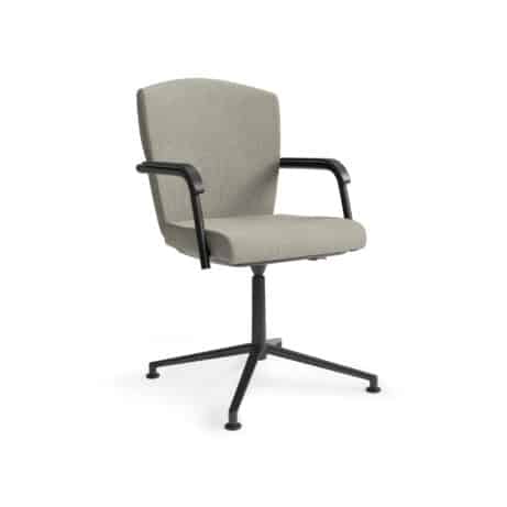 KEY Meet Full Back conference chair with gray upholstery and black four-legged frame, designed for flexible meeting spaces.