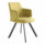 Milo Meeting Chair with curved back and upholstered seat in yellow, featuring metal legs for modern workspaces.