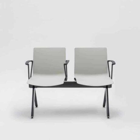 SHILA Beam seating in grey, features two modular seats with armrests, designed for reception and waiting areas.