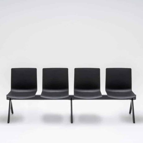 SHILA Beam modular bench seating in sleek black, ideal for reception areas and waiting rooms.
