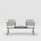 SHILA Beam seating with two grey seats, armrests, and a central table, ideal for reception and waiting areas.