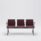 SHILA Beam seating in burgundy with three seats, modular design, featuring armrests and a metal frame.