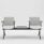 SHILA Beam seating in grey with two seats and a shared tabletop, featuring armrests and a modern design.