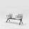 SHILA Beam seating with two grey upholstered seats and black armrests on a modular black frame. Ideal for reception areas.