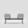SHILA Beam bench seating with gray upholstered seats, black frame, and optional armrests, ideal for reception areas.